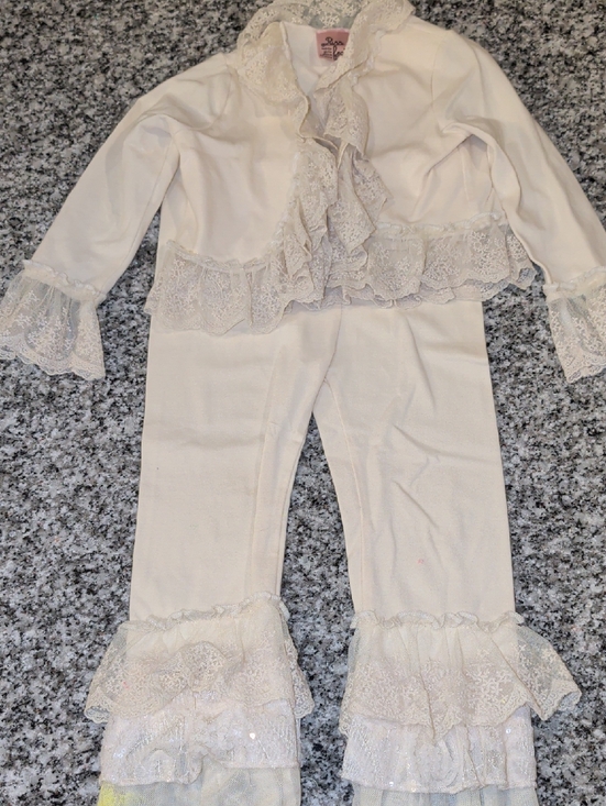 Purr Fect Other - Elegant White Lace-Trim Kids Matching Set